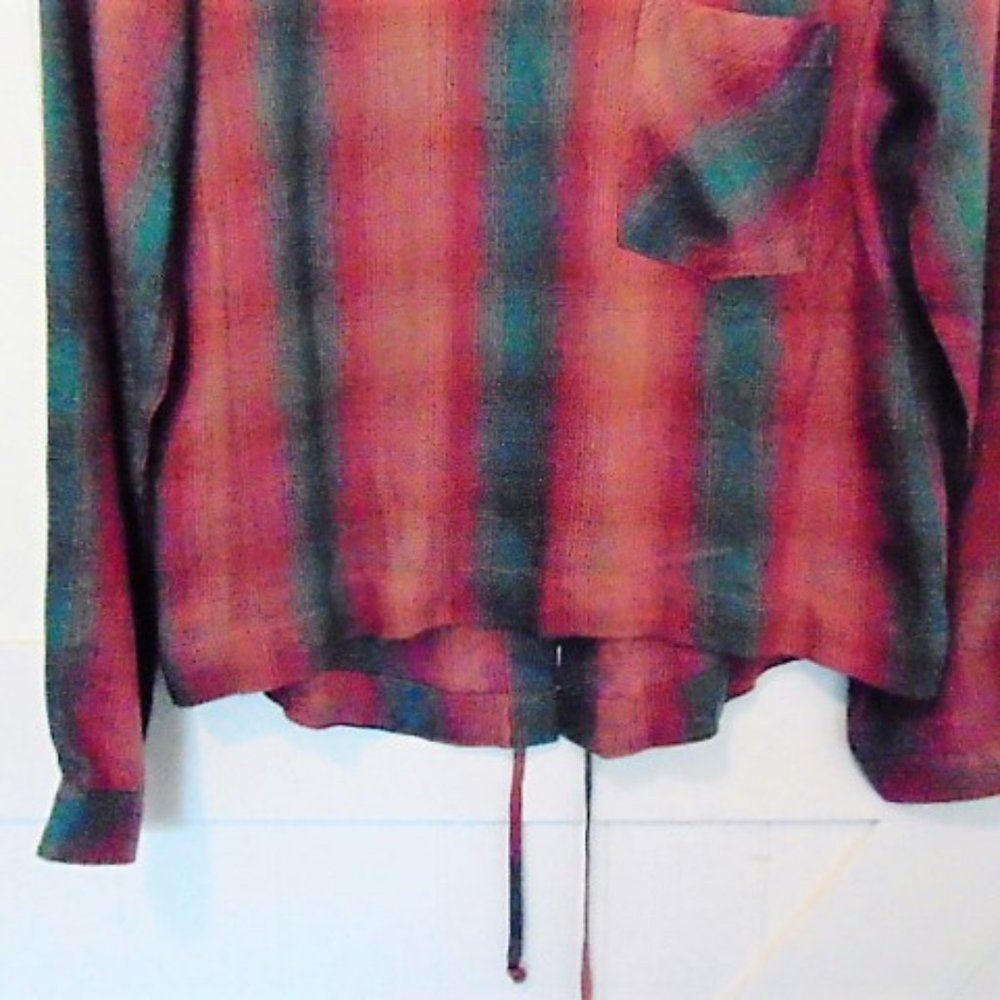 Cloth & Stone Long Sleeve Plaid‎ Shirt Lace Up Back - Picture 3 of 6